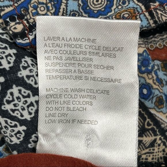 TRIBAL JEANS women's longsleeve top boho mixed print tassel peasant style size S - Picture 10 of 11